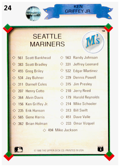 1990 Upper Deck Ken Griffey Jr. Card Seattle Mariners #24