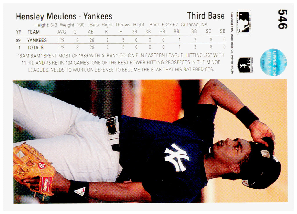 1990 Upper Deck Hensley Meulens Card New York Yankees #546