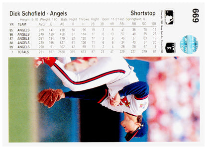 1990 Upper Deck Dick Schofield Card California Angels #669