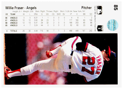 1990 Upper Deck Willie Fraser Card California Angels #85