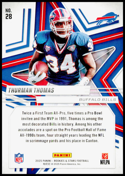 2025 Panini Rookies & Stars Thurman Thomas Card Buffalo Bills #28
