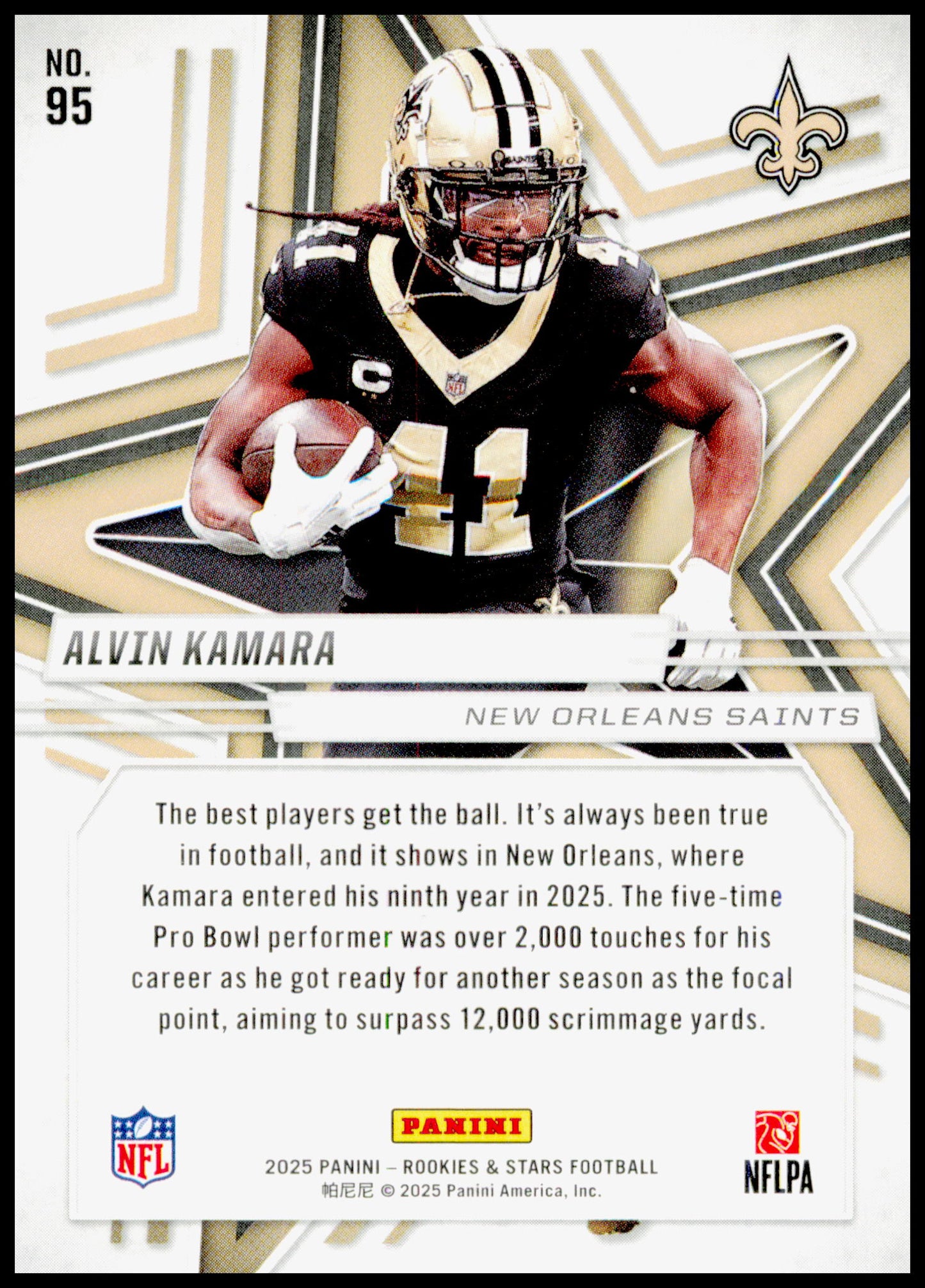 2025 Panini Rookies & Stars Alvin Kamara Card New Orleans Saints #95