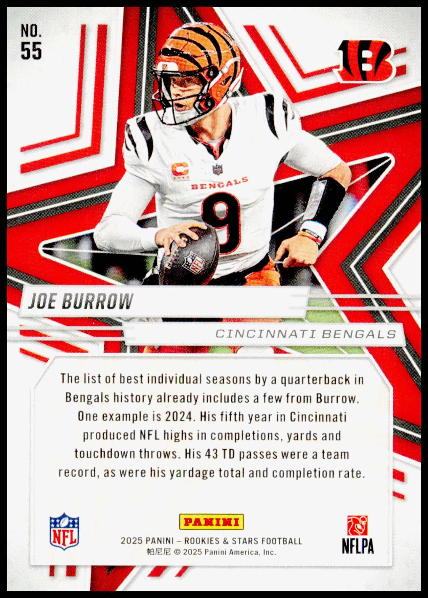 2025 Panini Rookies & Stars Joe Burrow Card Cincinnati Bengals #55
