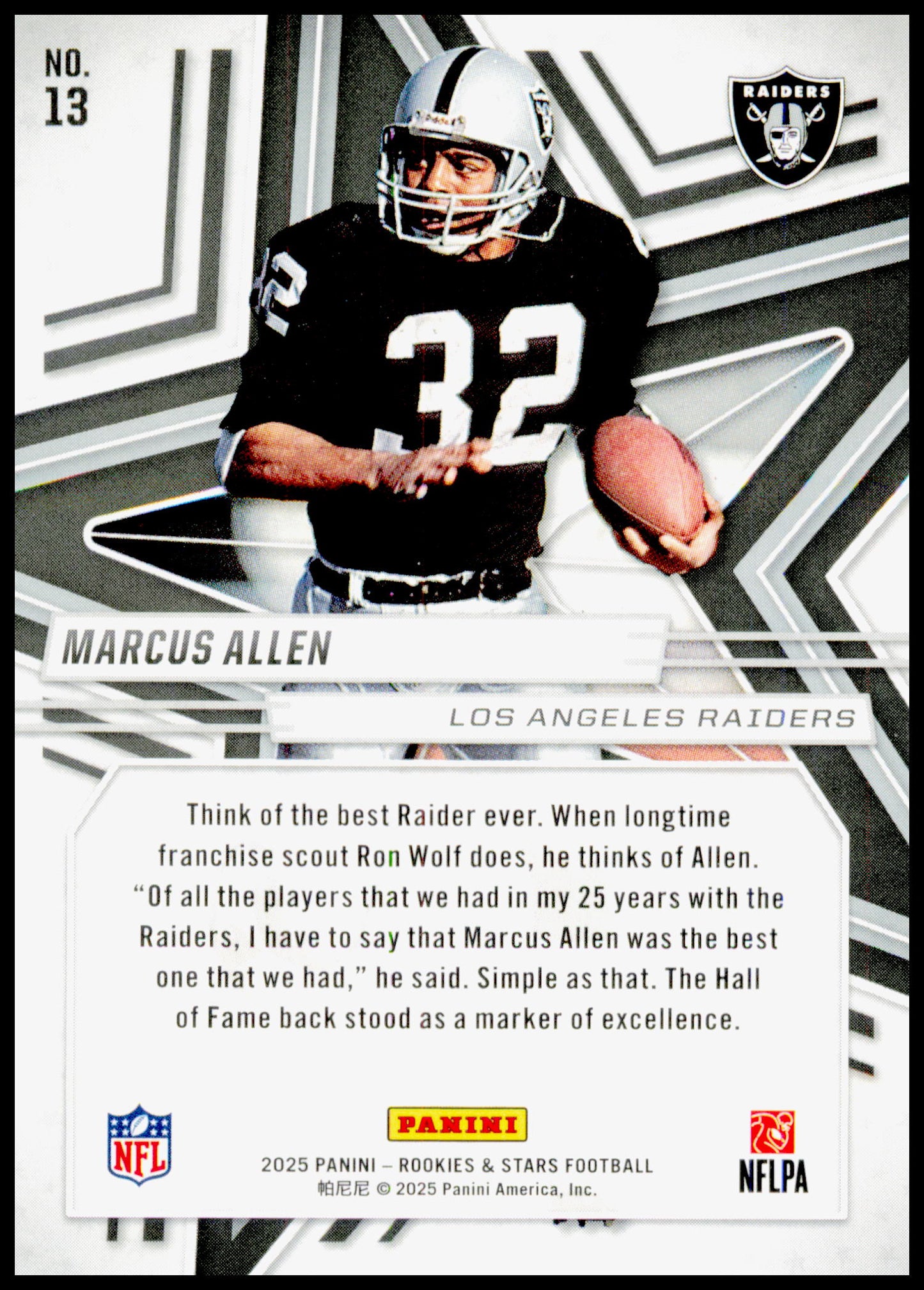 2025 Panini Rookies & Stars Marcus Allen Card Los Angeles Raiders #13