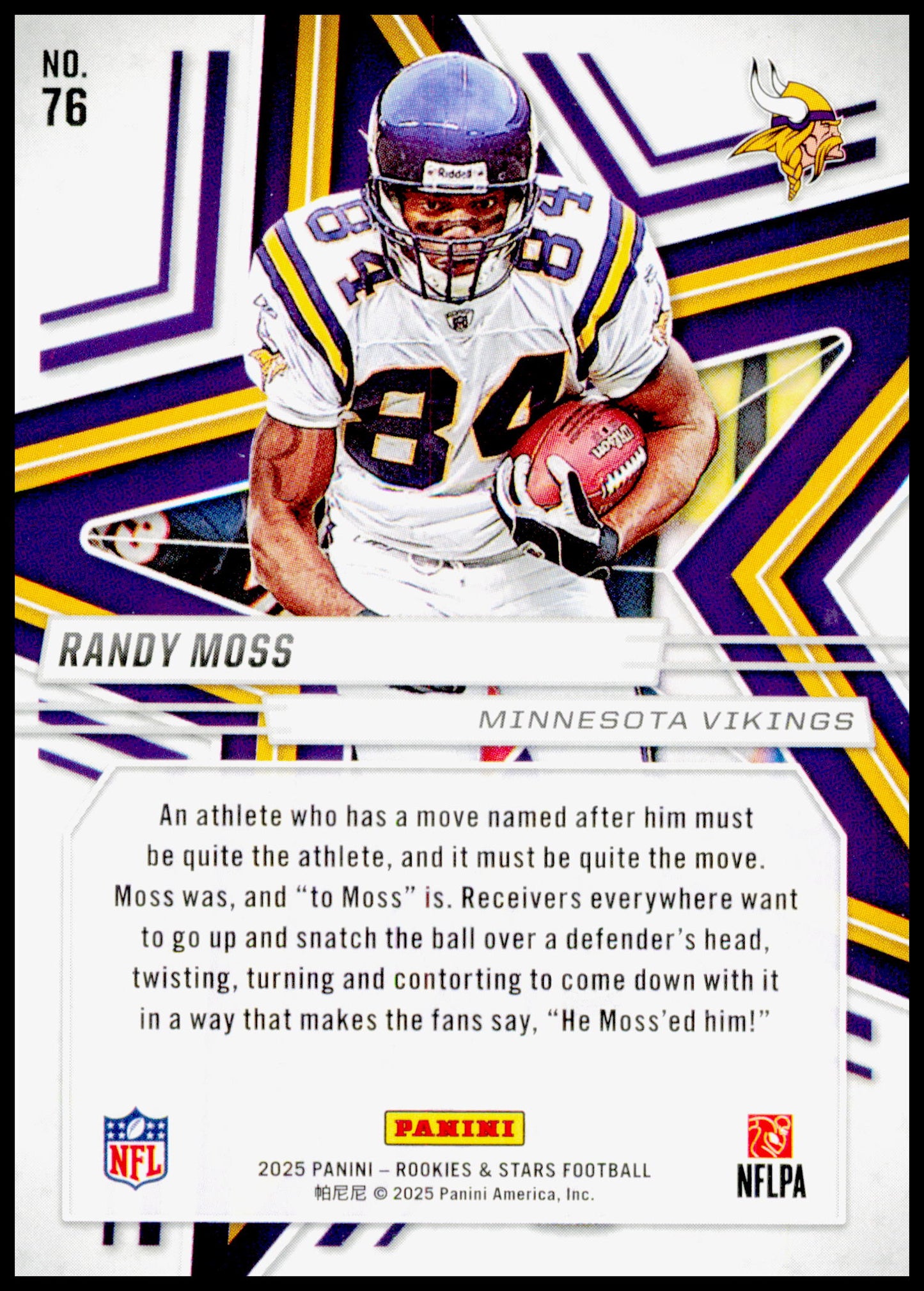 2025 Panini Rookies & Stars Randy Moss Card Minnesota Vikings #76