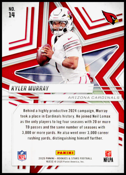 2025 Panini Rookies & Stars Kyler Murray Card Arizona Cardinals #14