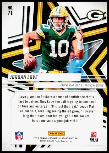2025 Panini Rookies & Stars Jordan Love Card Green Bay Packers #71