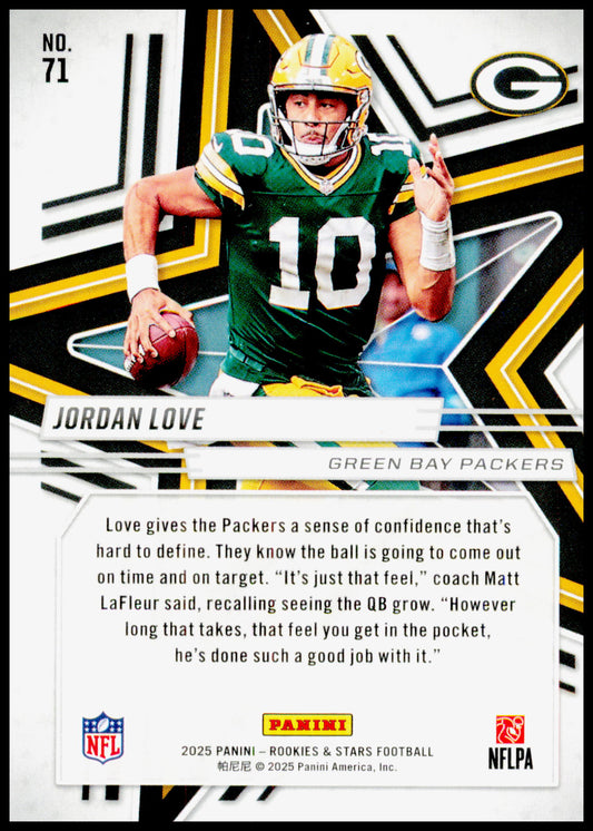 2025 Panini Rookies & Stars Jordan Love Card Green Bay Packers #71
