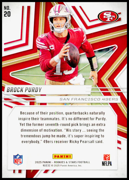 2025 Panini Rookies & Stars Brock Purdy Card San Francisco 49ers #20