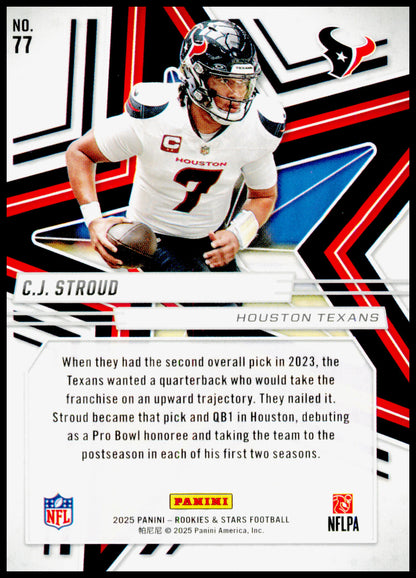 2025 Panini Rookies & Stars C.J. Stroud Card Houston Texans #77