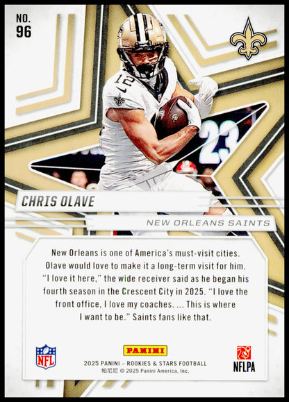 2025 Panini Rookies & Stars Chris Olave Card New Orleans Saints #96