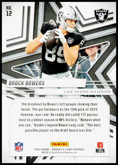 2025 Panini Rookies & Stars Brock Bowers Card Las Vegas Raiders #12