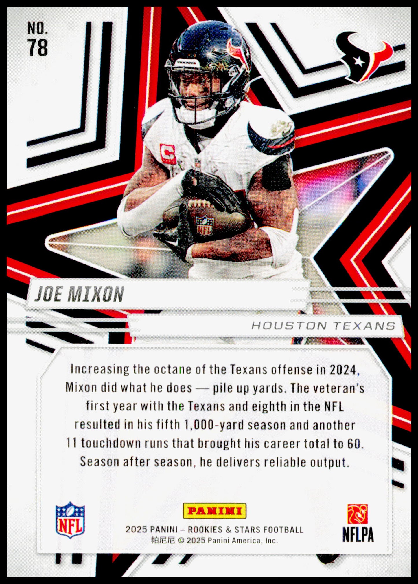 2025 Panini Rookies & Stars Joe Mixon Card Houston Texans #78