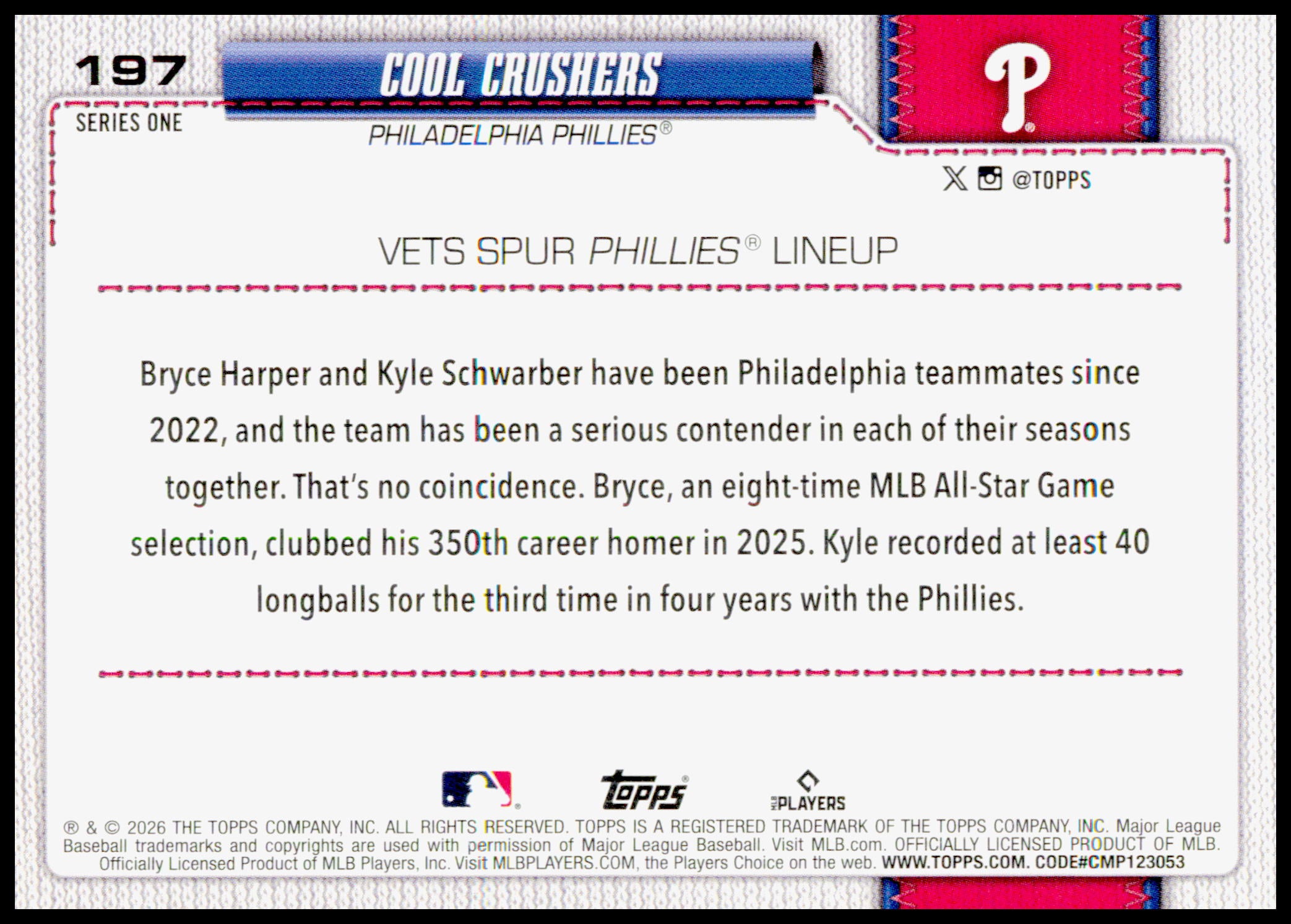 2026 Topps Cool Crushers Card Philadelphia Phillies #197