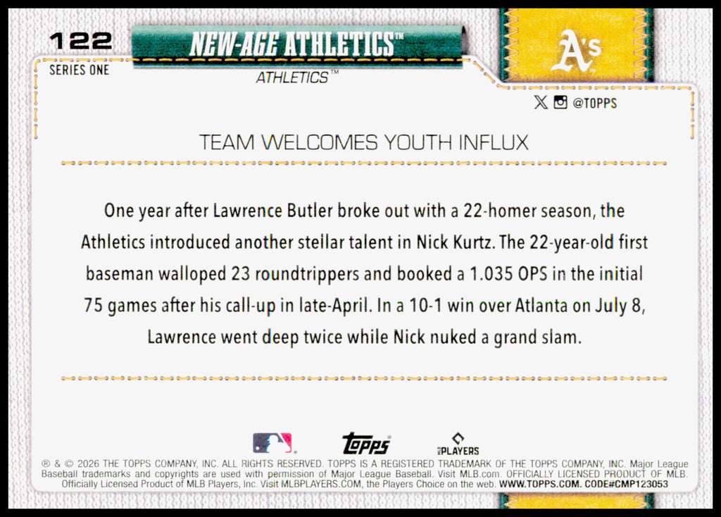 2026 Topps New-Age Athletics Card Athletics #122