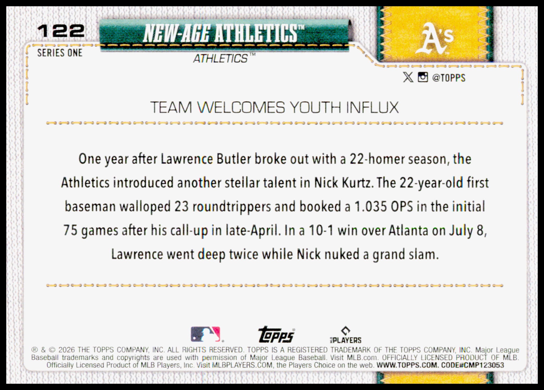 2026 Topps New-Age Athletics Card Athletics #122