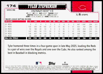 2026 Topps Tyler Stephenson Card Cincinnati Reds #174