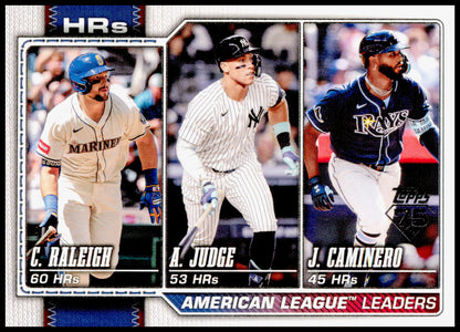2026 Topps American League Leaders HRs Raleigh /  Judge /  Caminero Card #38