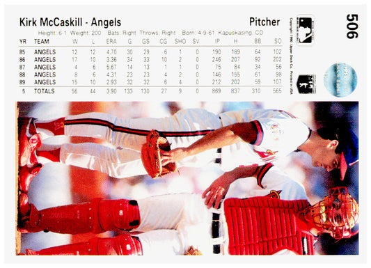 1990 Upper Deck Kirk McCaskill Card California Angels #506