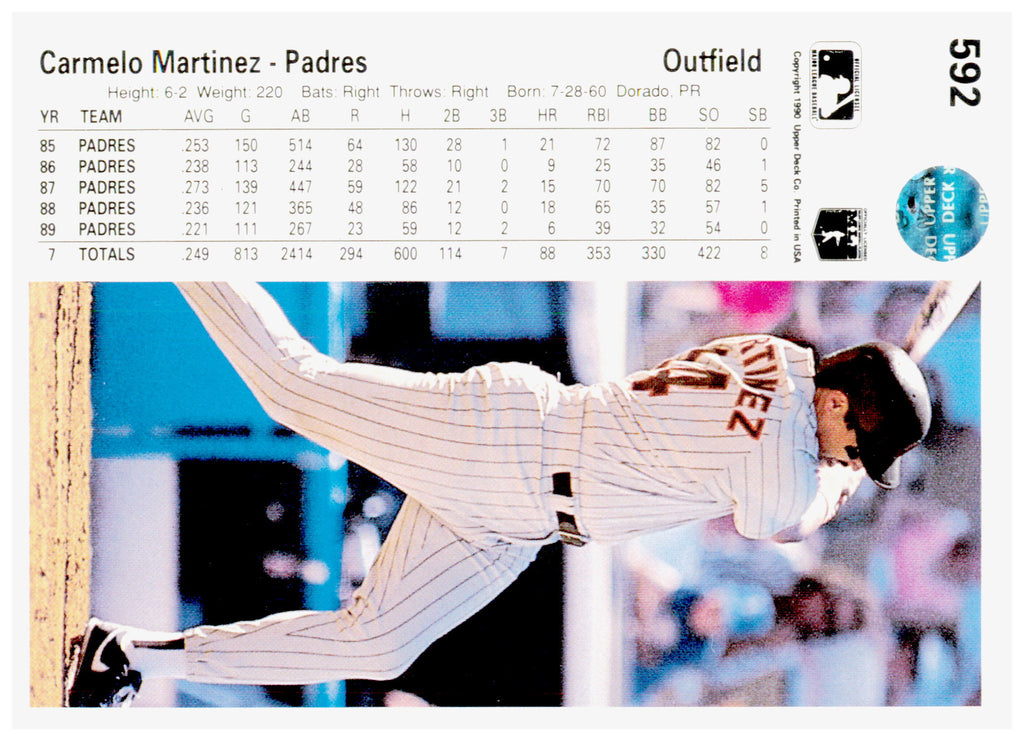 1990 Upper Deck Carmelo Martinez Card San Diego Padres #592