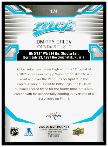 2022-23 Upper Deck MVP Dmitry Orlov Card Ice Battles Gold  Capitals #174