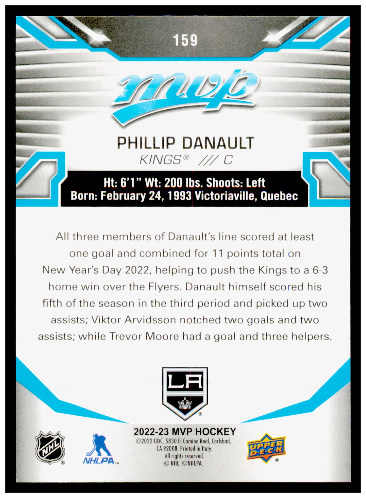 2022-23 Upper Deck MVP Phillip Danault Card Los Angeles Kings #159