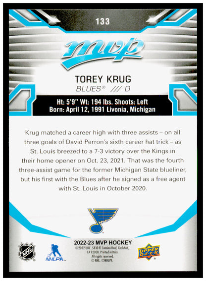 2022-23 Upper Deck MVP Torey Krug Card St. Louis Blues #133