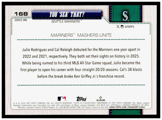 2026 Topps You 'Sea' That? Card Seattle Mariners #168