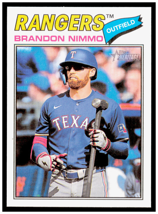 2026 Topps Heritage Brandon Nimmo Card Dark Gray Texas Rangers #119