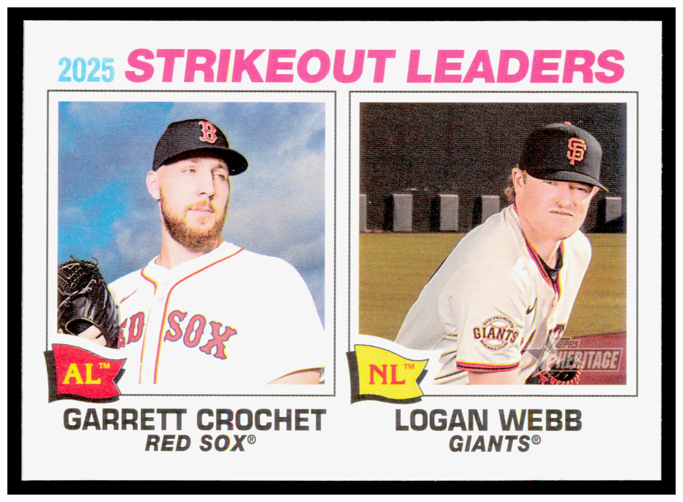 2026 Topps Heritage Strikeout Leaders Garrett Crochet / Logan Webb Card #6
