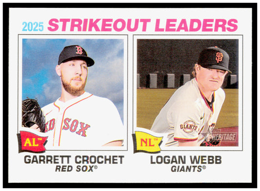 2026 Topps Heritage Strikeout Leaders Garrett Crochet / Logan Webb Card #6