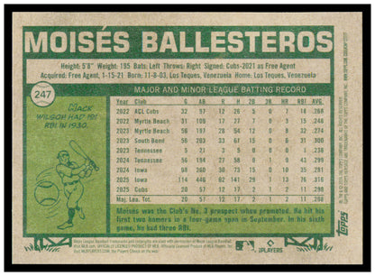 2026 Topps Heritage Moisés Ballesteros Card Chicago Cubs #247