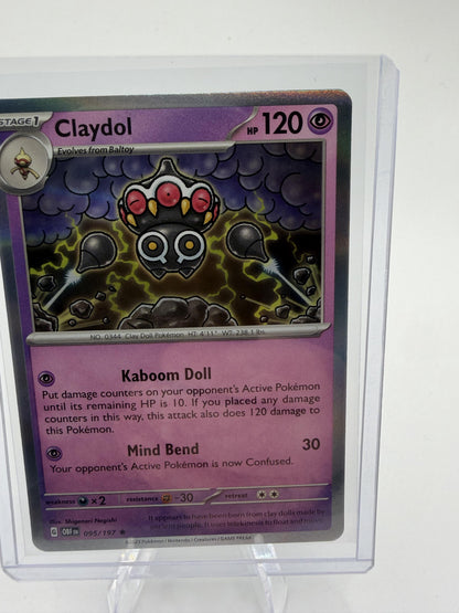 Claydol 095/197 Holo Rare Obsidian Flames Pokemon Card NM Scarlet Violet