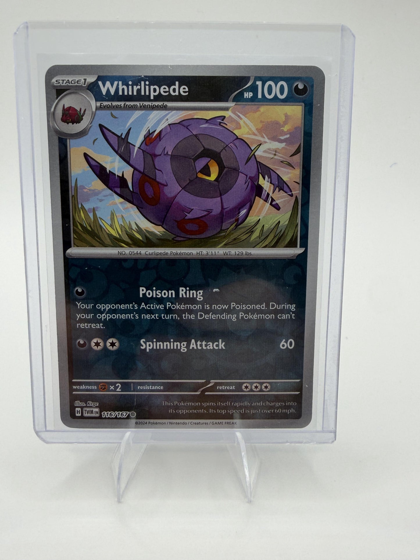 Whirlipede 116/167 Reverse Holo Twilight Masquerade Pokemon Card  Scarlet Violet