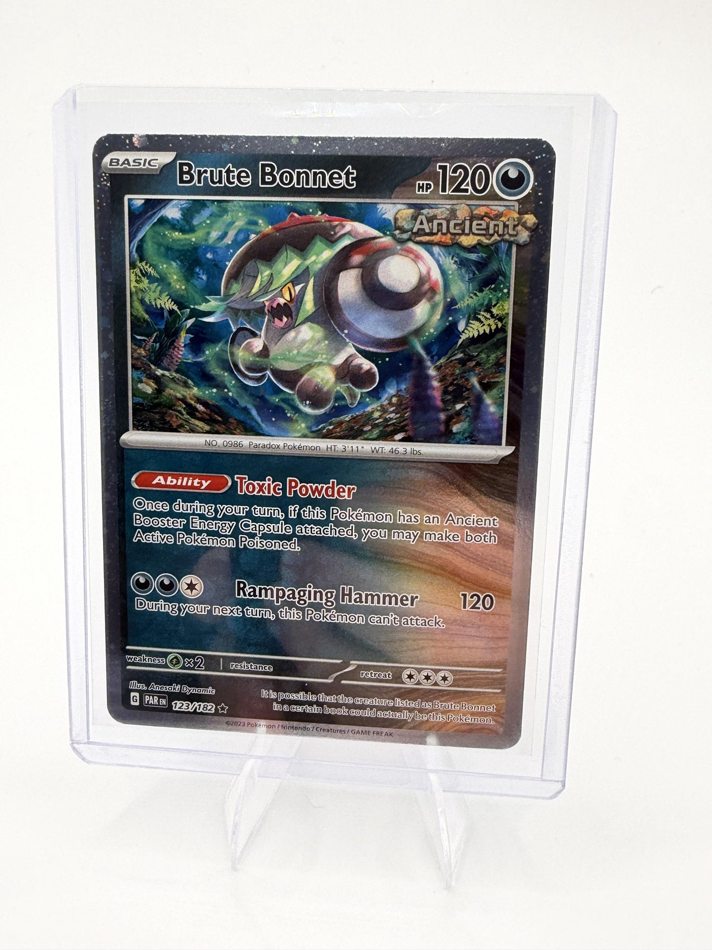 Brute Bonnet 123/182 Rare Holo Paradox Rift Ancient Pokemon Card NM