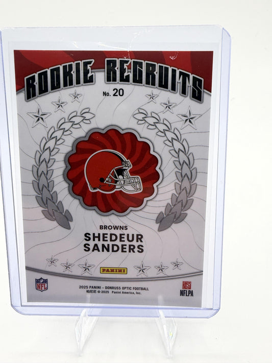2025 Donruss Optic Shedeur Sanders Card Rookie Recruits Cleveland Browns #20