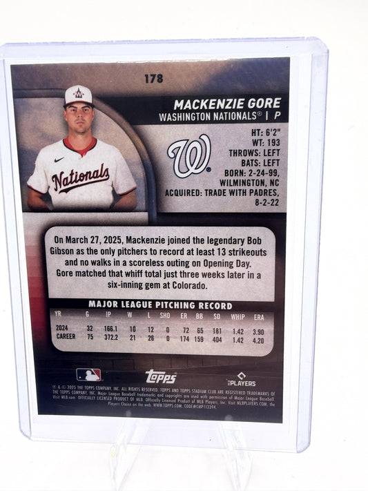 MacKenzie Gore 2025 Topps Stadium Club #178 Magenta Pink Foil Parallel Nationals
