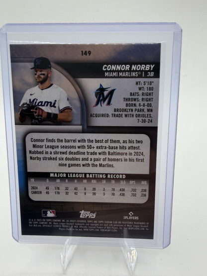 2025 Stadium Club Connor Norby Card RC Miami Marlins #149