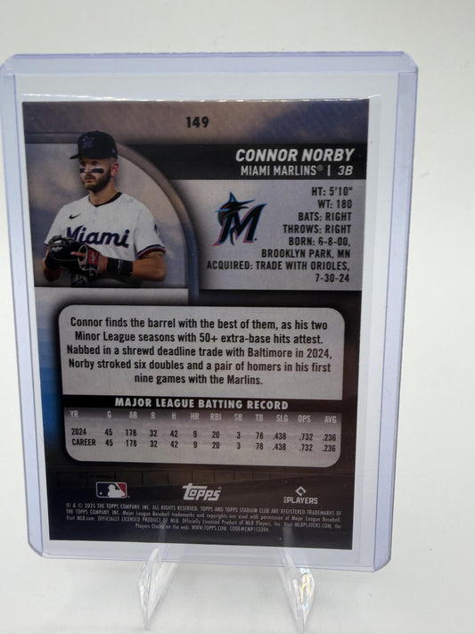 2025 Stadium Club Connor Norby Card RC Miami Marlins #149