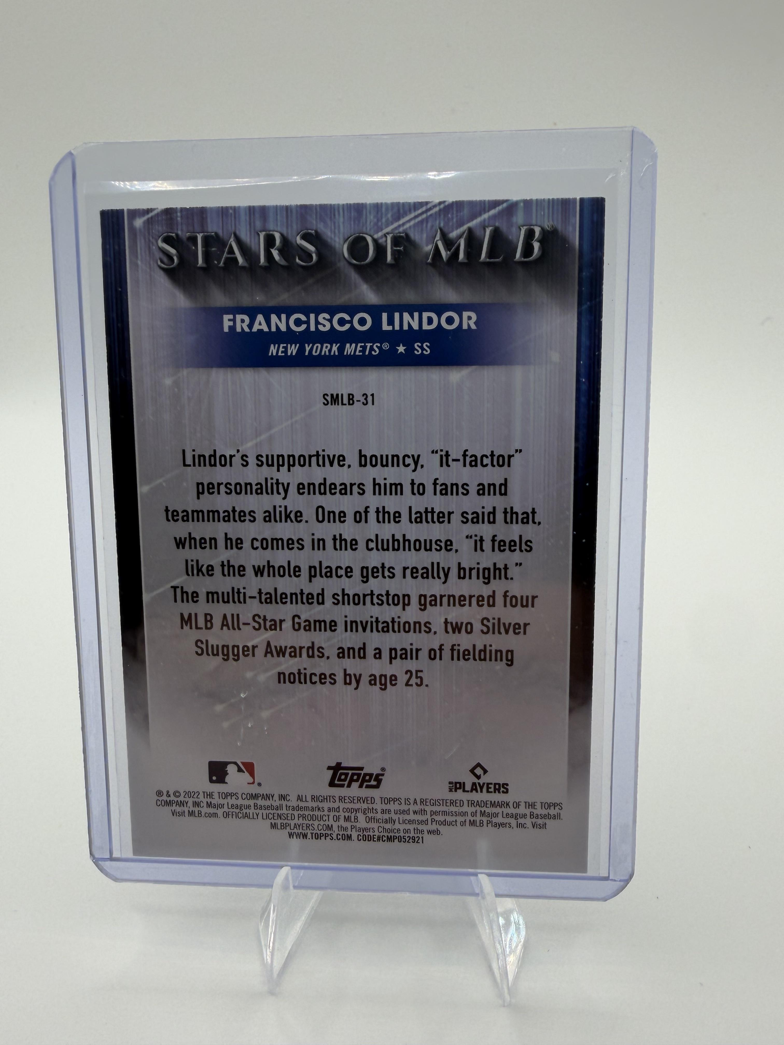 2022 Topps Francisco Lindor Card Stars of MLB New York Mets #SMLB-31