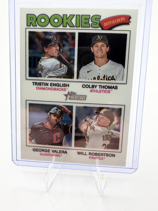 2026 Topps Heritage #379 Rookie Outfielders GLOSSY English Thomas Valera RC