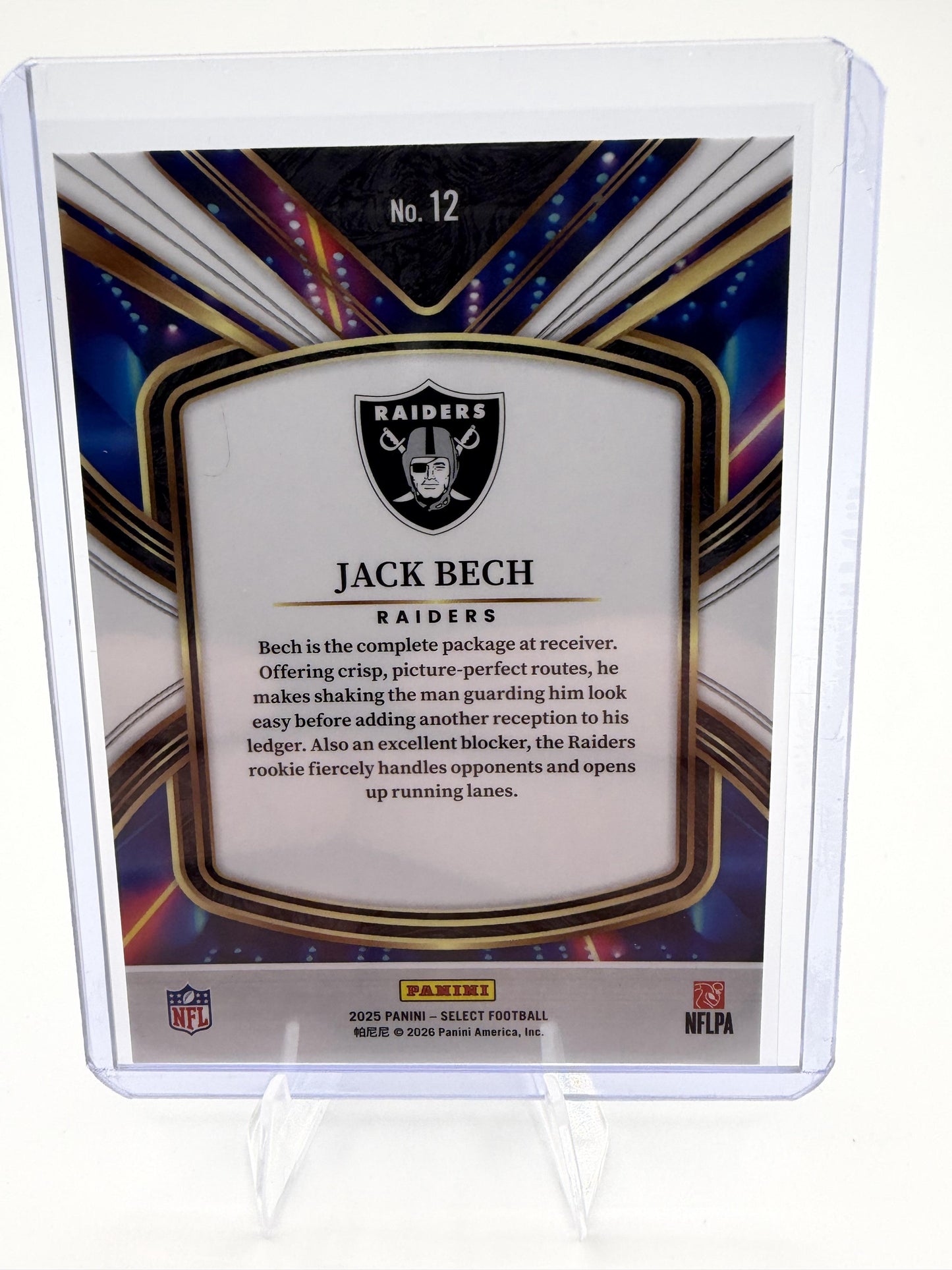 2025 Panini Select Jack Bech Card Select Future Las Vegas Raiders #12