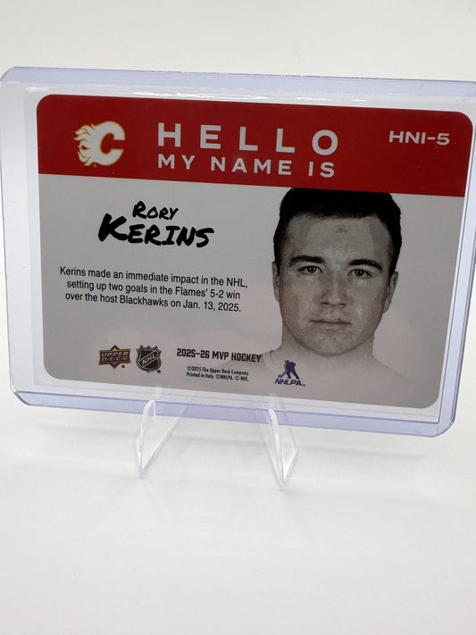 2025-26 Upper Deck MVP Rory Kerins Card Hello, My Name Is Calgary