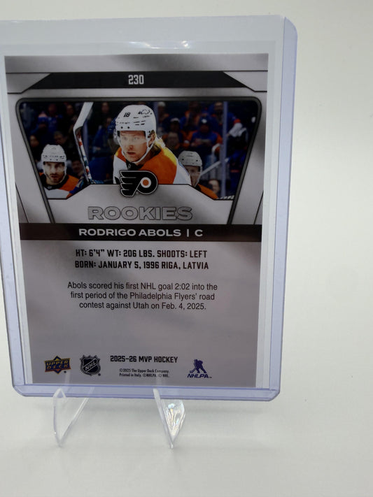 2025-26 Upper Deck MVP Rodrigo Abols Card RC Philadelphia Flyers #230