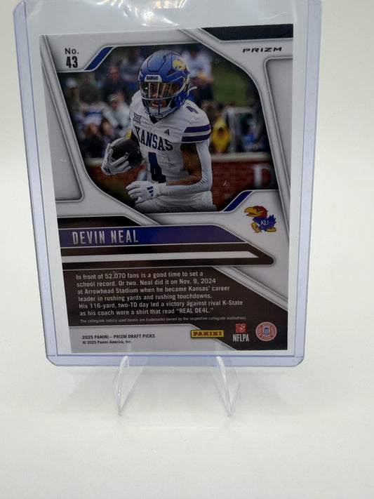 2025 Panini Prizm Draft Picks Devin Neal Card Prizms Gold Ice Kansas #43