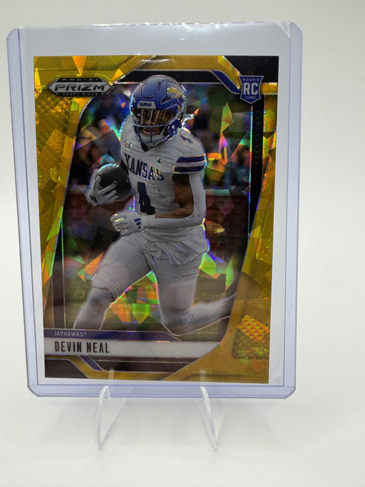 2025 Panini Prizm Draft Picks Devin Neal Card Prizms Gold Ice Kansas #43