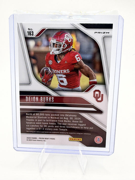 2025 Panini Prizm Draft Picks Deion Burks Card Prizms Gold Ice Sooners #163