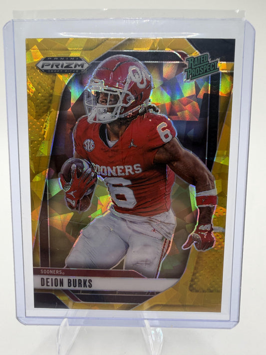 2025 Panini Prizm Draft Picks Deion Burks Card Prizms Gold Ice Sooners #163