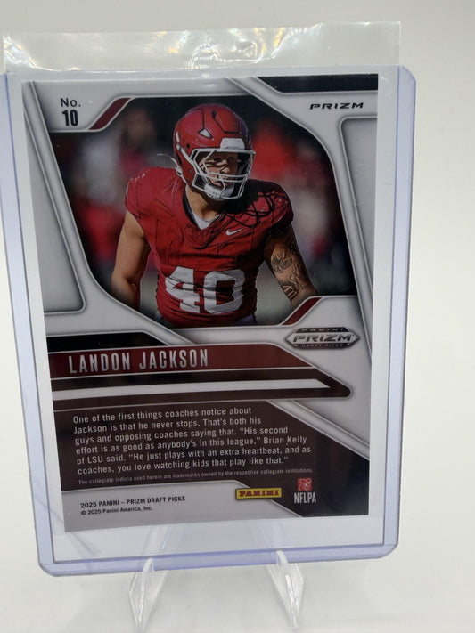 2025 Panini Prizm Draft Picks Landon Jackson Card Prizms Gold Ice Arkansas