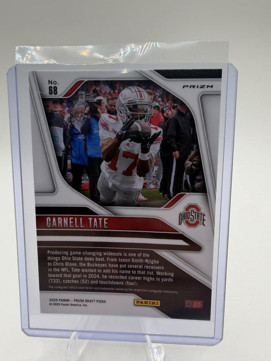 2025 Panini Prizm Draft Picks Carnell Tate Card Prizms Gold Ice  Buckeyes